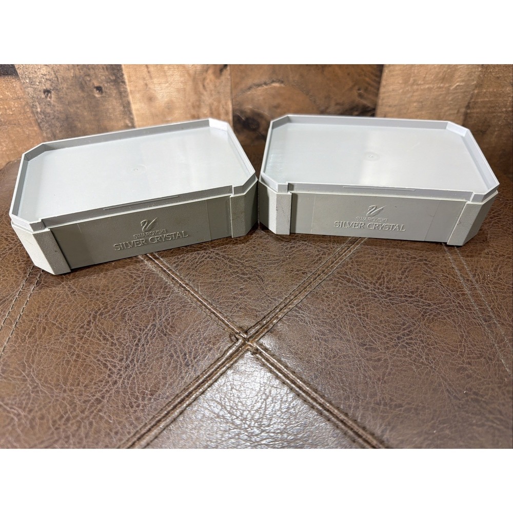 Swarovski Silver Crystal Plastic Display Stand Pedestals Gray Set of 2 Vintage